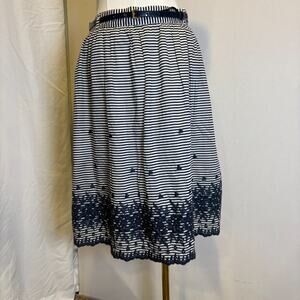 Kate Spade 'Skirt the Rules' Navy-White Striped/Floral Eyelet/Size 6/with belt